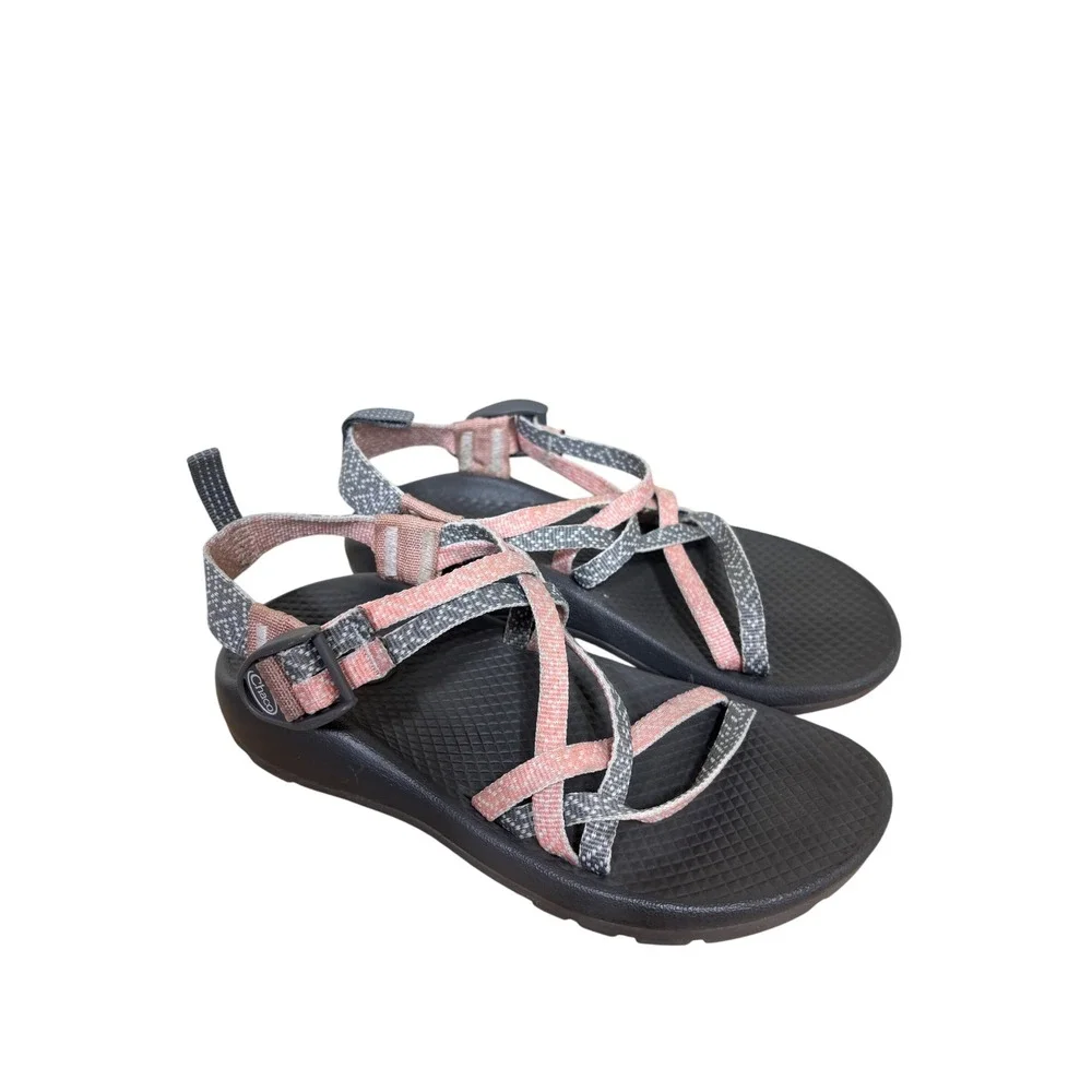 Chaco Sandals Size 3 Kid ZX/1 Ecotread Coral Pink Grey Double Strap Hiking Shoes